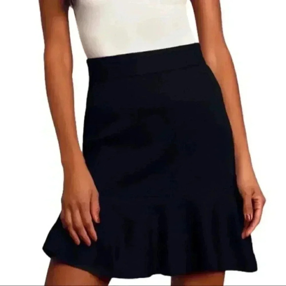 Free People Solid Gold Ribbed Mini Skirt Black Neutral A-Line Size XS - Picture 6 of 6